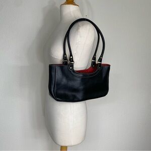Vintage Nine West Womens Black Rectangle Leather Shoulder Bag Classic Streetwear